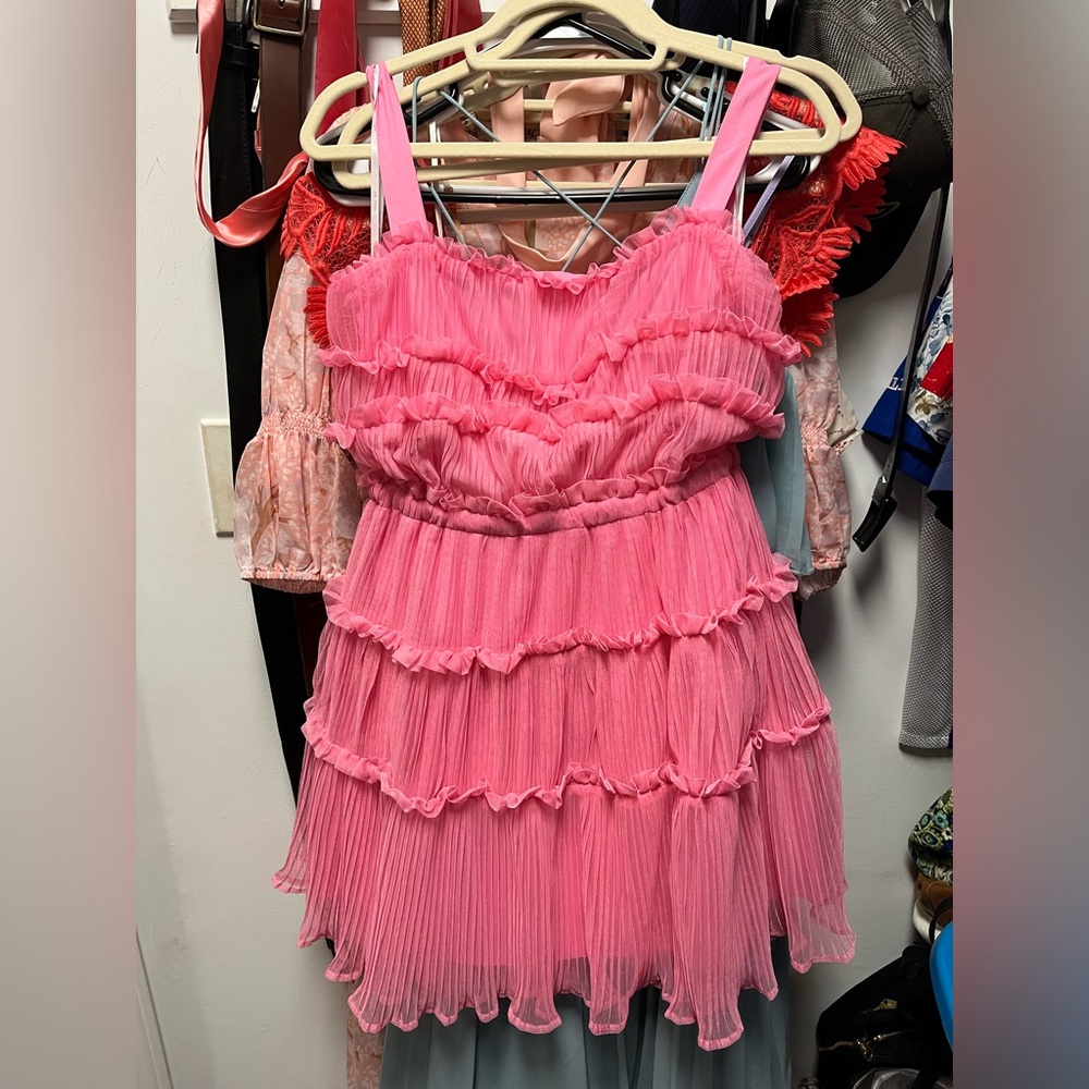 Just me dress Barbie pink from red dress boutique, size large, never worn